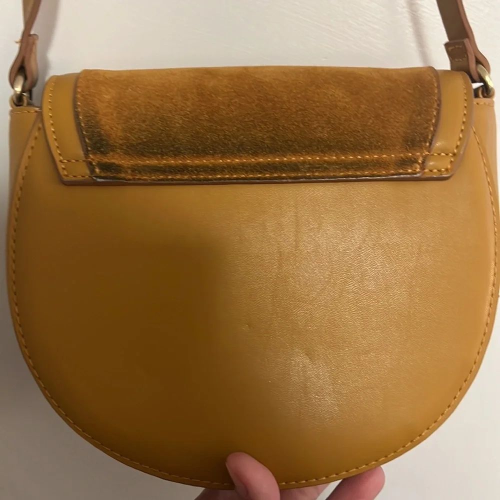 Zara Suede Bag Gold Ring Chloe Bag Carmel Tan Leather Suede Satchel Crossbody - Picture 5 of 7